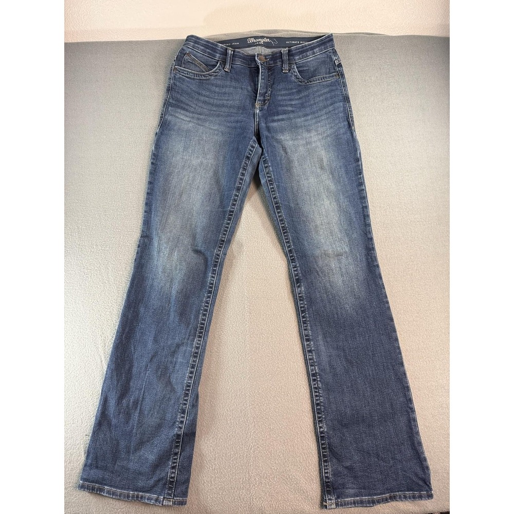 Wrangler Jade Ultimate Riding Jeans Womens 31 Tall Med Wash Blue Bootcut Denim